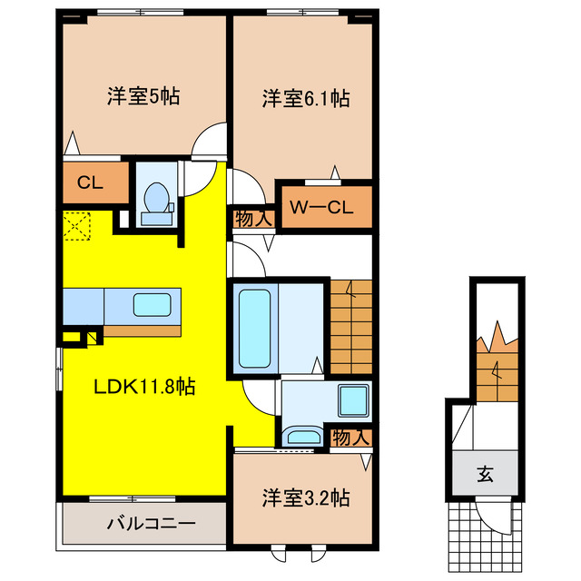 岐阜市前一色のアパートの間取り