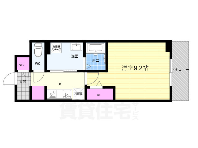 京都市右京区太秦安井小山町のマンションの間取り