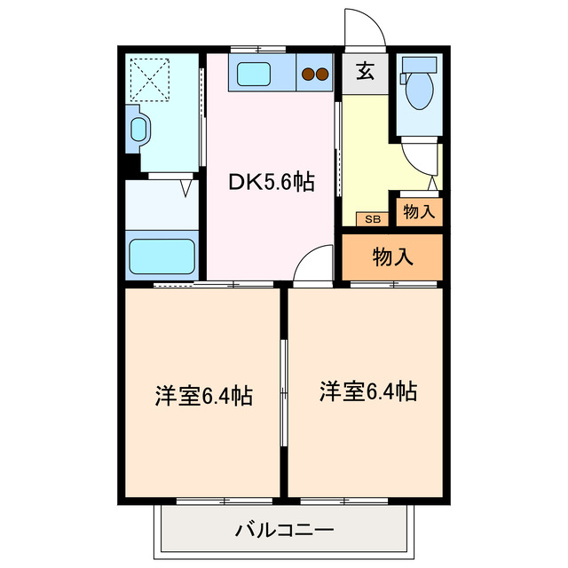 鈴鹿市若松北のアパートの間取り