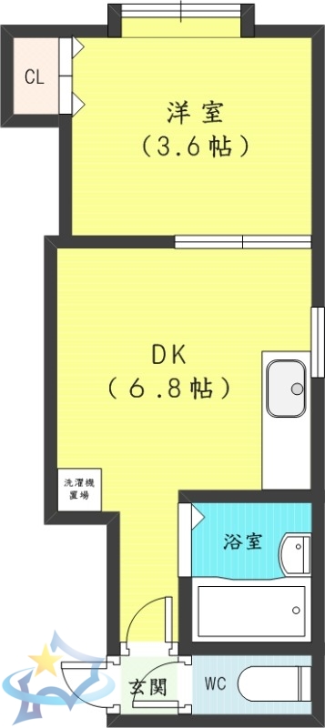 札幌市中央区南十九条西のアパートの間取り