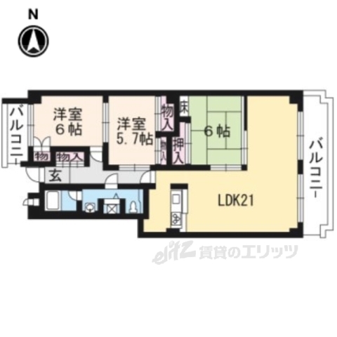 京都市中京区絹屋町のマンションの間取り