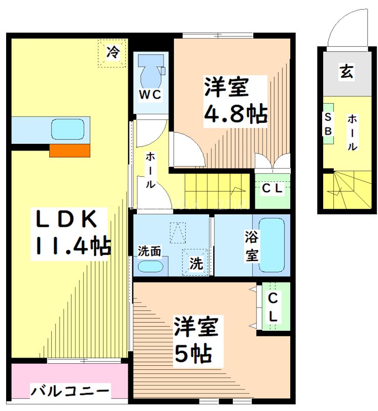 【立川市高松町のアパートの間取り】