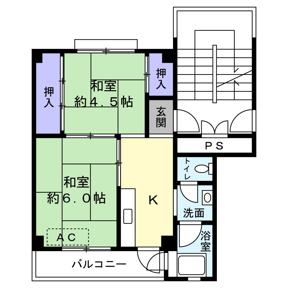 ビレッジハウス白岩1号棟の間取り