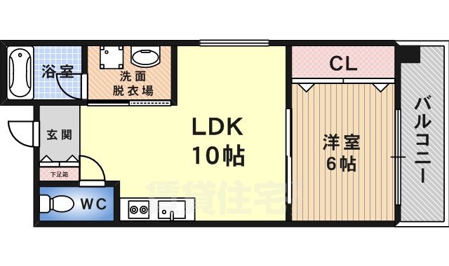 堺市堺区北瓦町のマンションの間取り