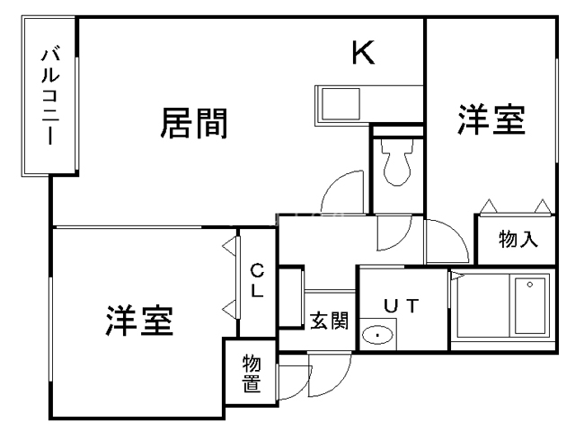 札幌市北区東茨戸二条のアパートの間取り