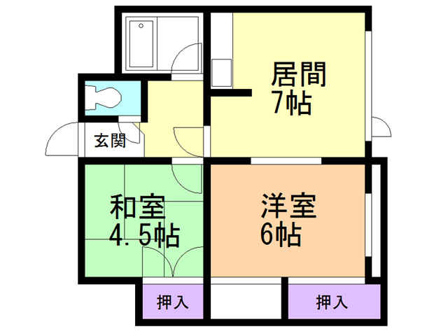 函館市東川町のマンションの間取り