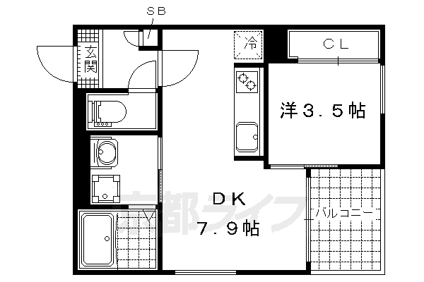 【京都市山科区四ノ宮鎌手町のアパートの間取り】