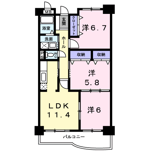 アンソレイエ湊の間取り