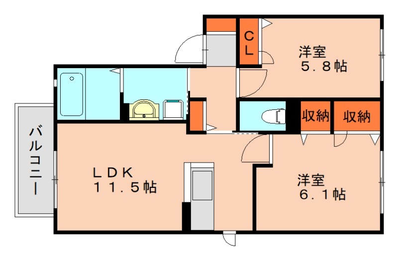 糟屋郡篠栗町大字篠栗のアパートの間取り