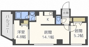 札幌市中央区南十一条西のマンションの間取り