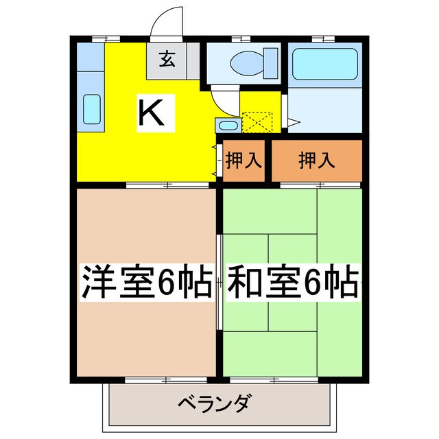 松本市石芝のアパートの間取り