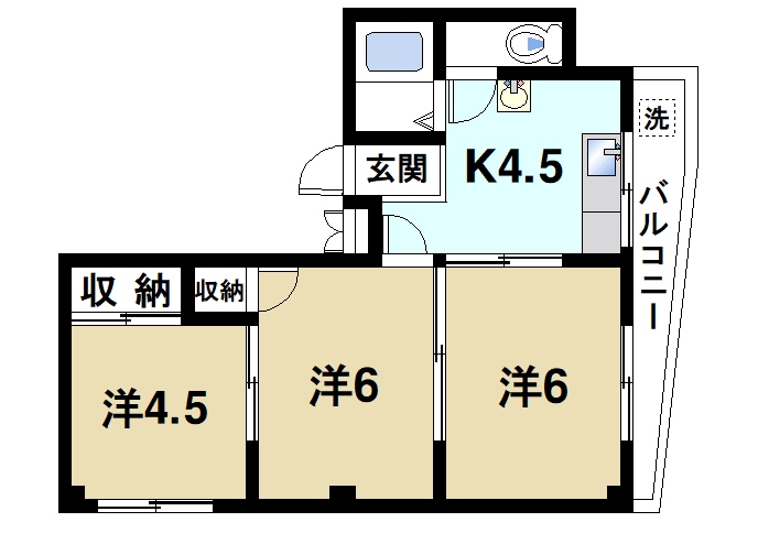 奈良市三条町のマンションの間取り