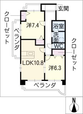 上高畑コーポ丸万の間取り