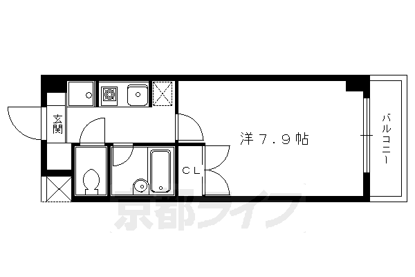 【京都市左京区北白川東小倉町のマンションの間取り】