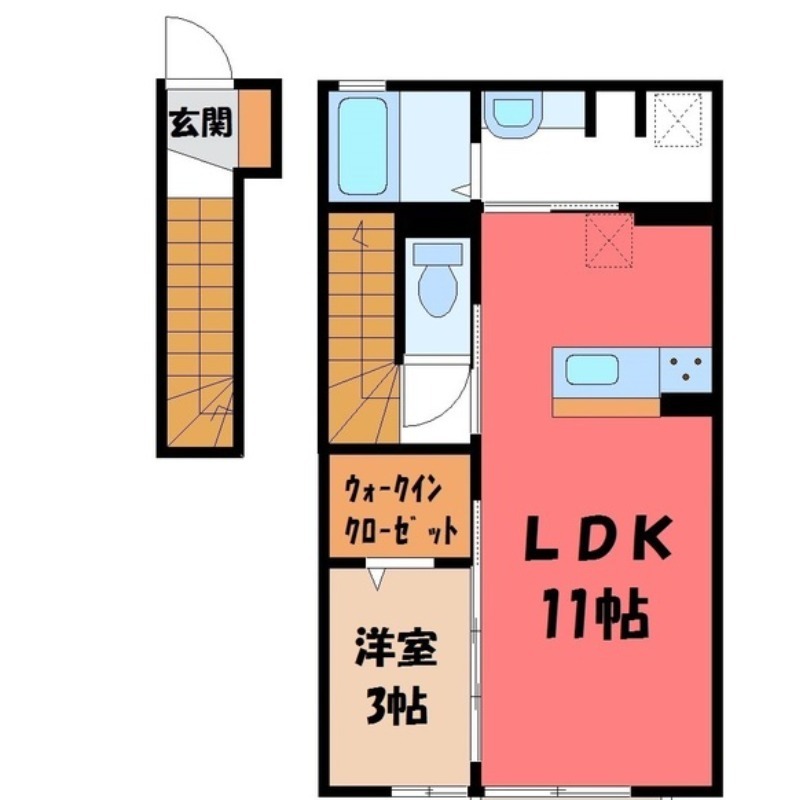 宇都宮市簗瀬町のアパートの間取り