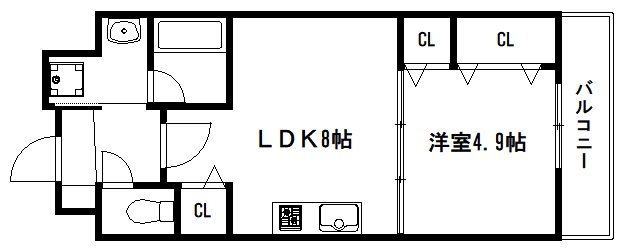 京都市北区大将軍坂田町のマンションの間取り