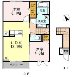 糟屋郡久山町大字久原のアパートの間取り