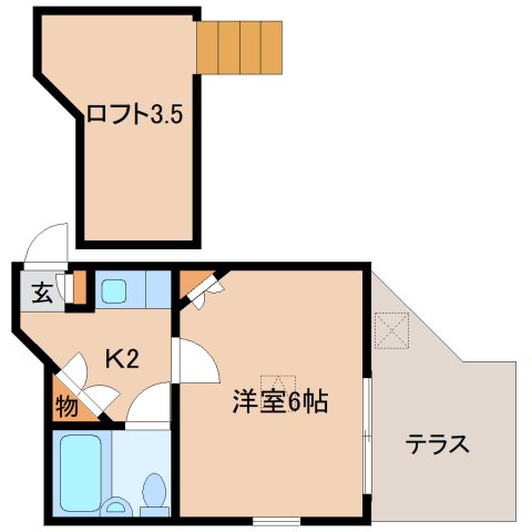 奈良市西大寺新町のアパートの間取り