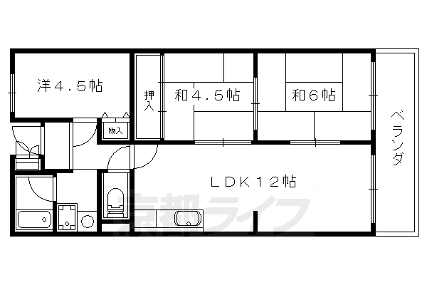 地下鉄東西線 石田駅 徒歩13分 3階建 築35年の間取り写真