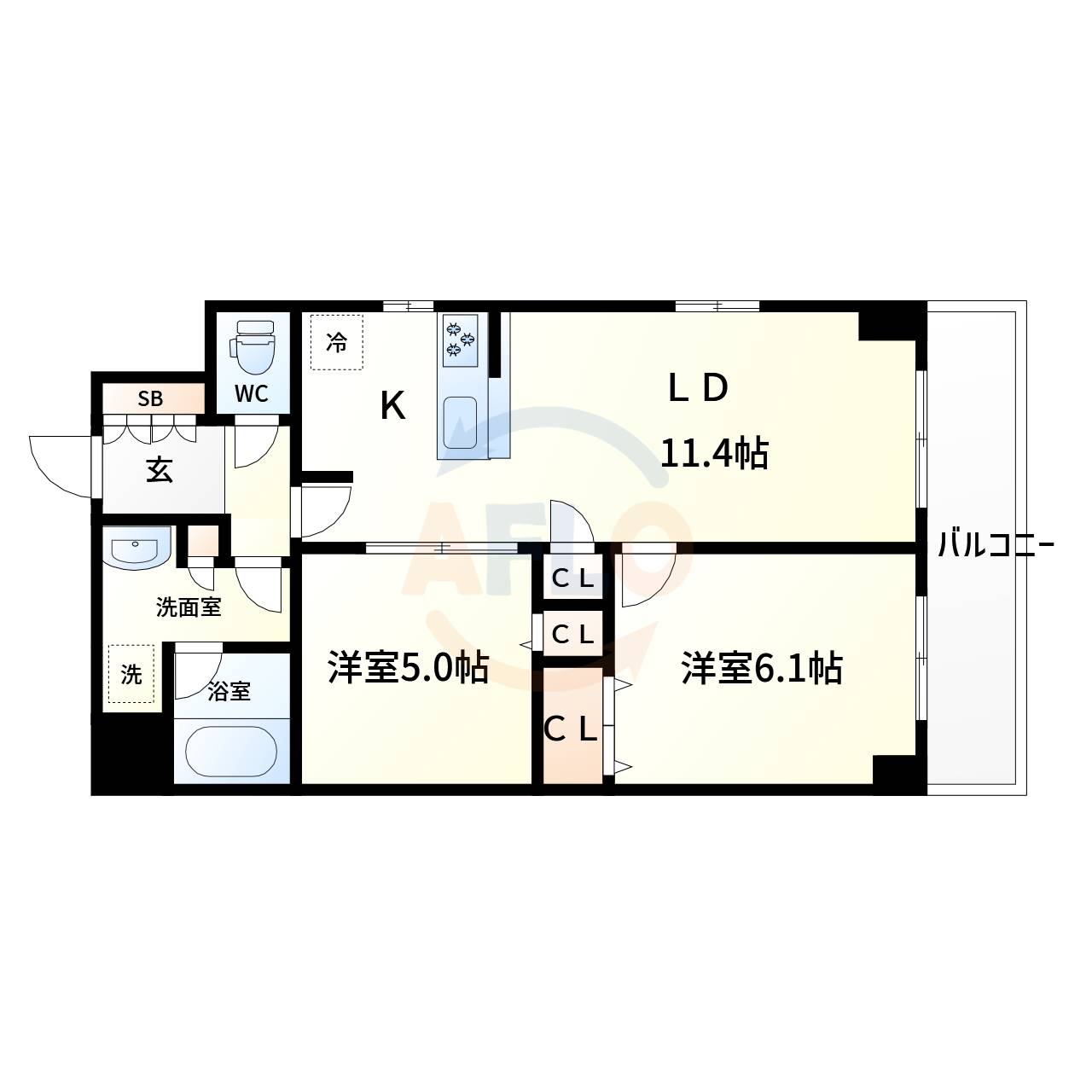 クリスタルグランツ北堀江の間取り写真