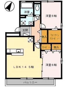 福山市沖野上町のアパートの間取り