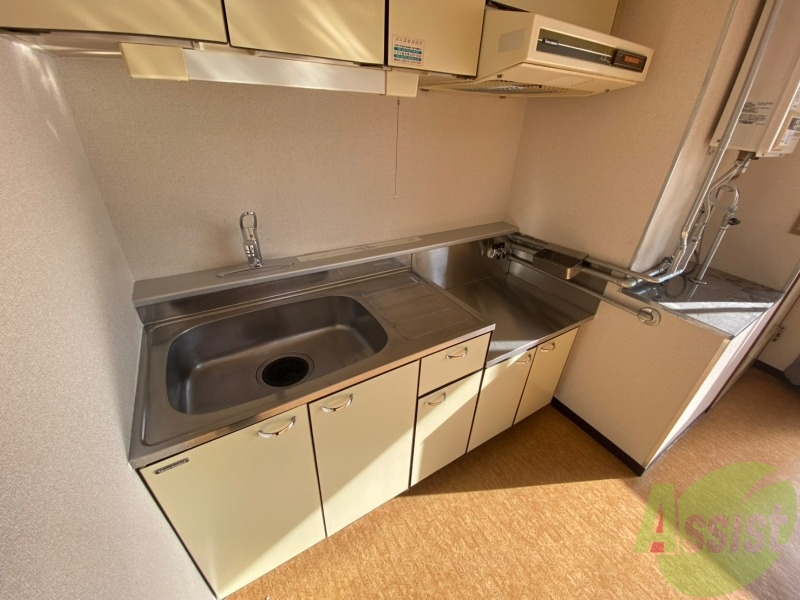 キッチン　キッチンはシックなデザインでした。洗い場も大きい。