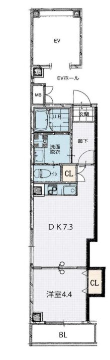 大阪市中央区鎗屋町のマンションの間取り