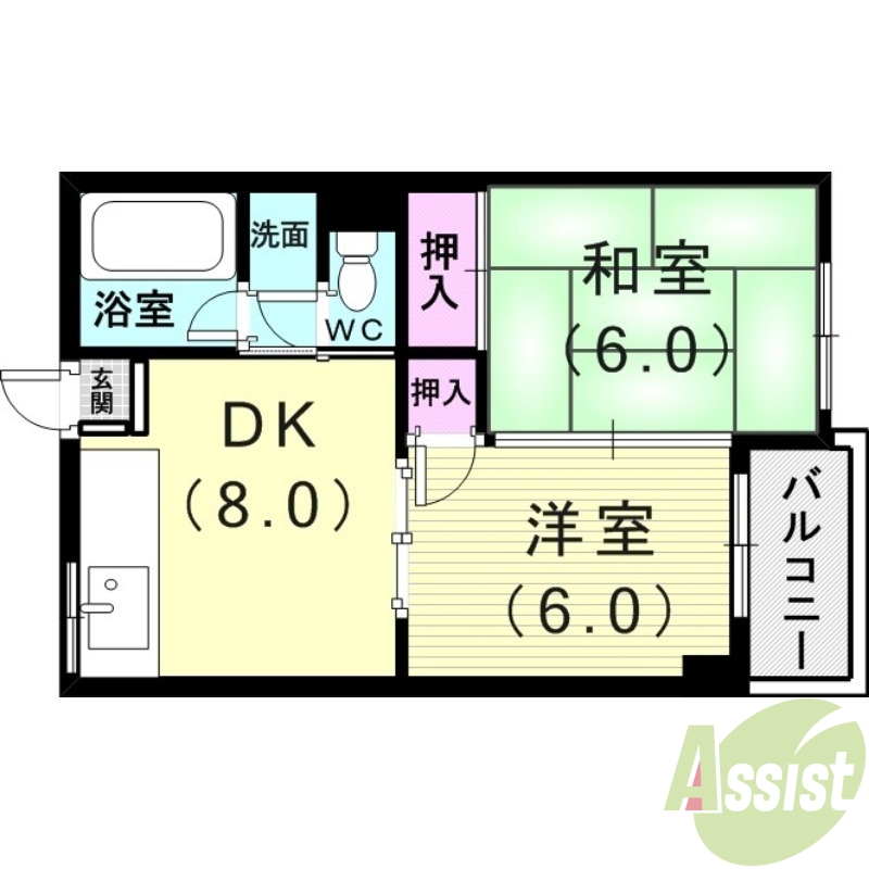 明石市田町のマンションの間取り