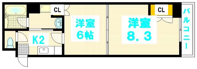 広島市中区堺町のマンションの間取り