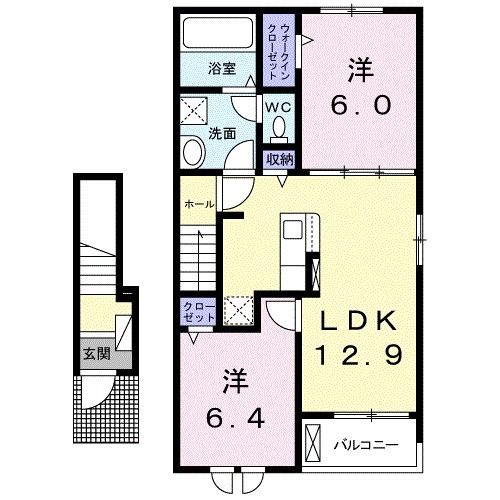 岩国市南岩国町のアパートの間取り