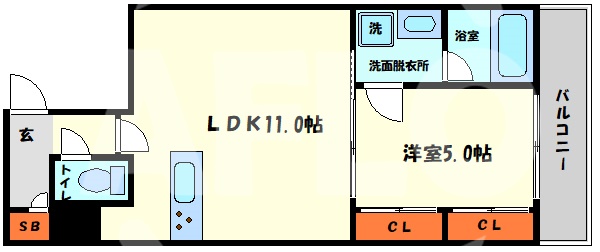 大阪市中央区博労町のマンションの間取り