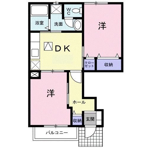 松江市東出雲町錦新町のアパートの間取り