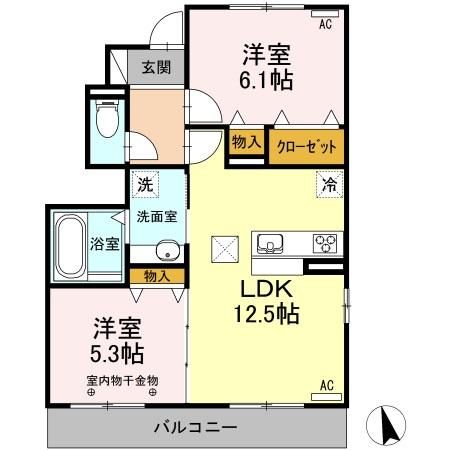 岐阜市茜部新所のアパートの間取り