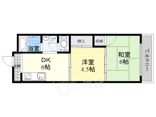 豊中市野田町のマンションの間取り