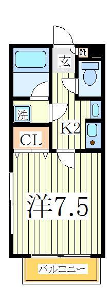 流山市江戸川台西のアパートの間取り