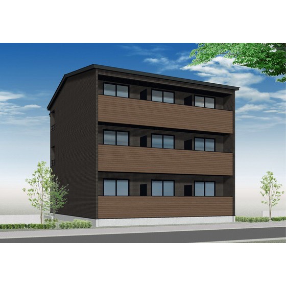 【（仮称）荒巻字青葉アパート　Ａ棟の建物外観】