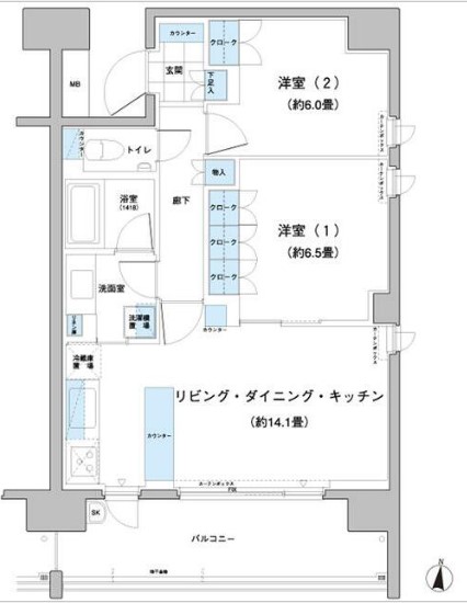 世田谷区砧のマンションの間取り