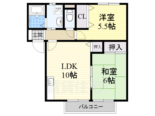 【高槻市宮田町のアパートの間取り】