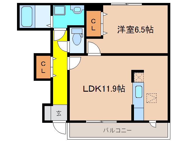 神戸市北区若葉台のアパートの間取り