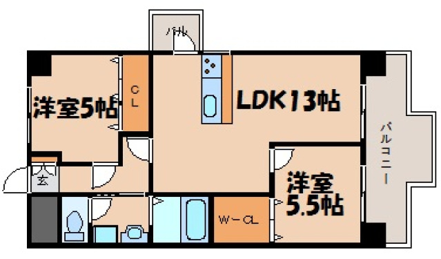 安芸郡府中町大須のマンションの間取り