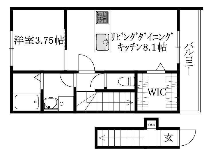 【松山市和泉北のアパートの間取り】