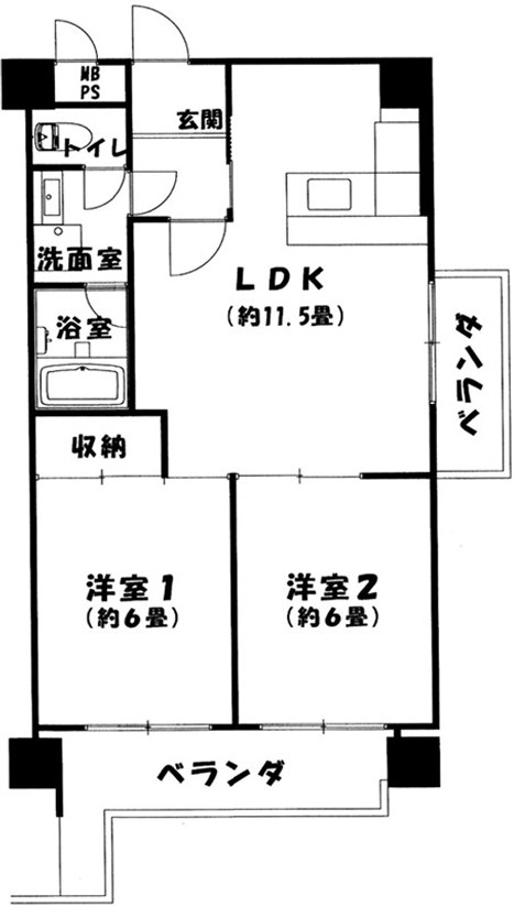 神戸市長田区長田天神町のマンションの間取り