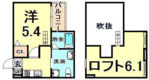 尼崎市瓦宮のアパートの間取り