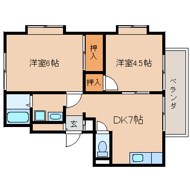 長岡京市馬場のアパートの間取り