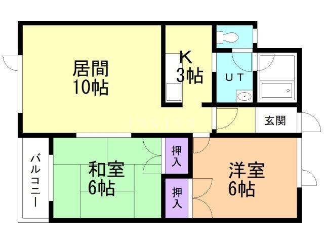 函館市桔梗町のアパートの間取り