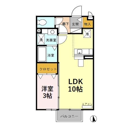 砺波市林のアパートの間取り