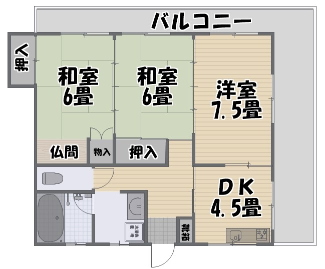 ＪＲ指宿枕崎線 宇宿駅 徒歩7分 4階建 築43年の間取り写真