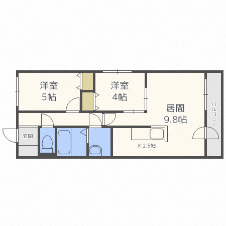 札幌市中央区南二十一条西のマンションの間取り