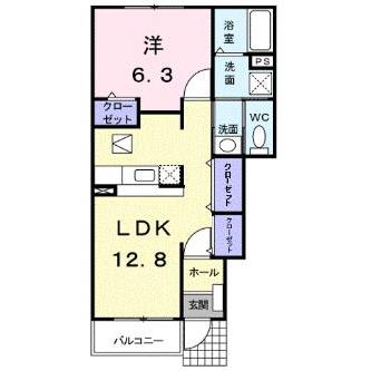 福山市水呑町のアパートの間取り