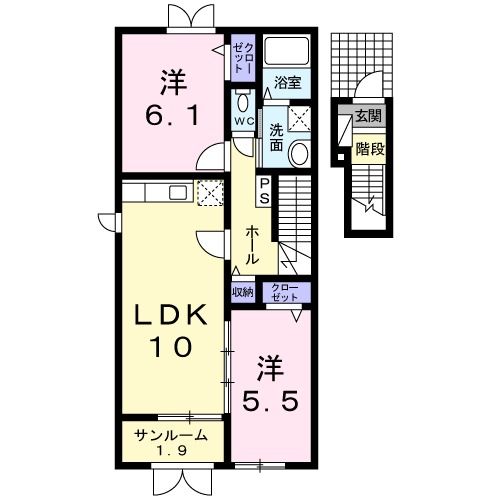 村上市杉原のアパートの間取り